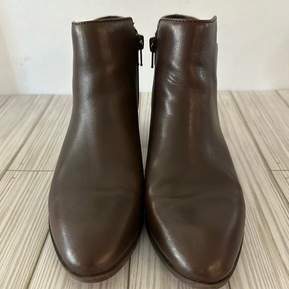 Alfani Womens 6M Adisonn Ankle Boots Booties Brown Leather Side Zip Buckle - Picture 1 of 11